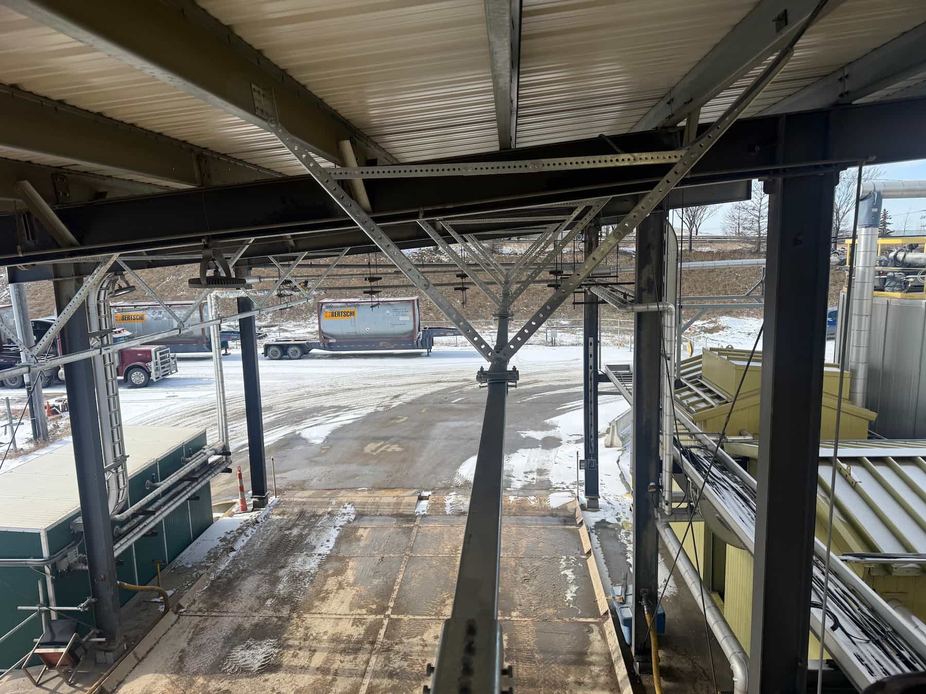 Kee Track fall protection system integrated into facility structure for worker safety at height