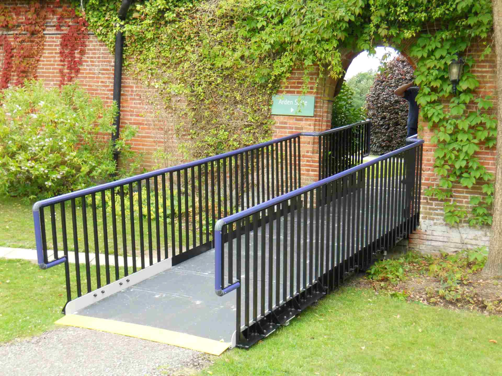 Accessibility Ramp/ Access Ramp/ RightWay Pro Access Ramp / Modular Ramp/ ACA-compliant commercial ramp at a public building entrance in Canada / Non-residential accessibility ramp for Canadian office access