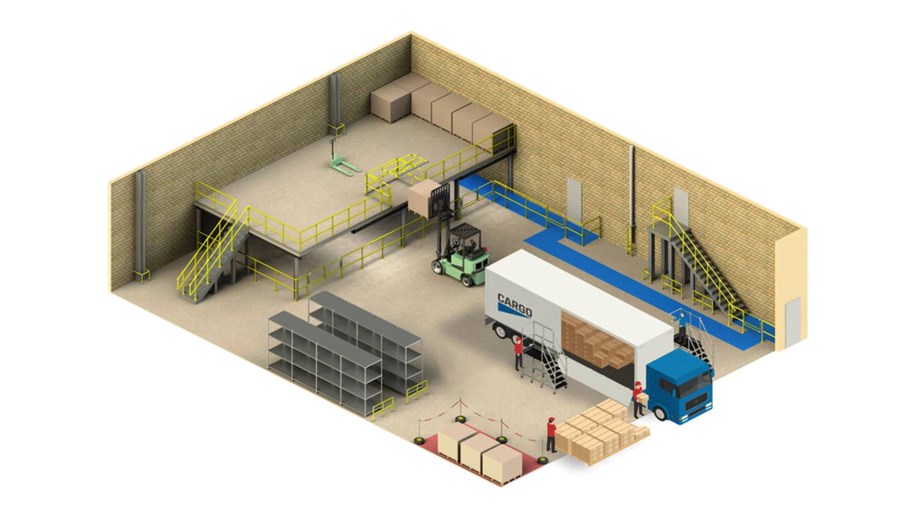 Safety for Warehouses and Vehicle Maintenance / fall protection equipment / safe access platform / rigid rail / safety railings