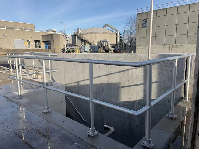 Kee Lite Aluminum Railings  installed in a wastewater treatment plant
