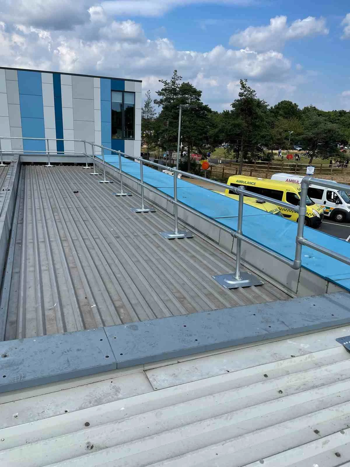Kee Guard system installed on the roof of a commercial sheet metal building