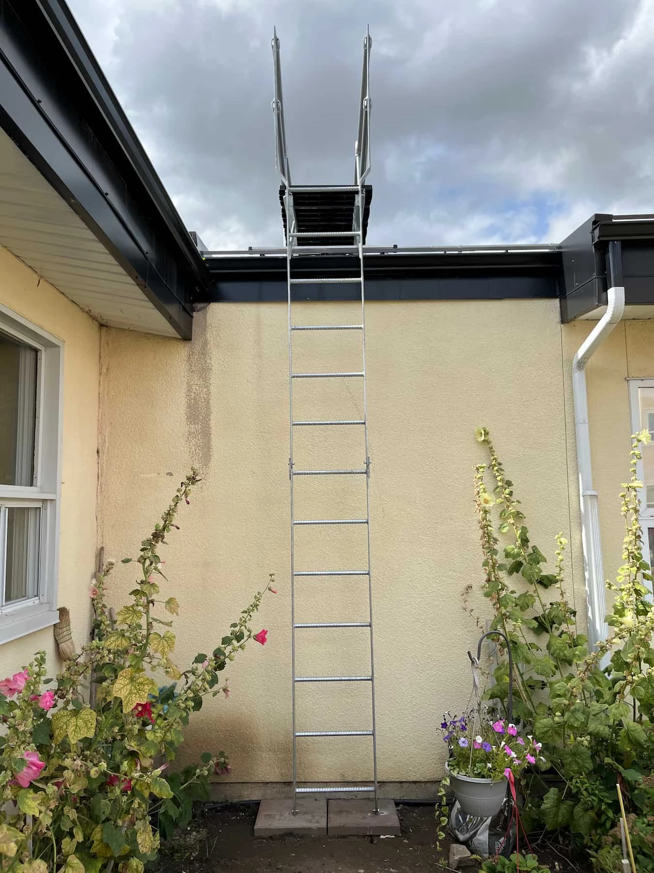 Safe rooftop access stairs in Alberta facility