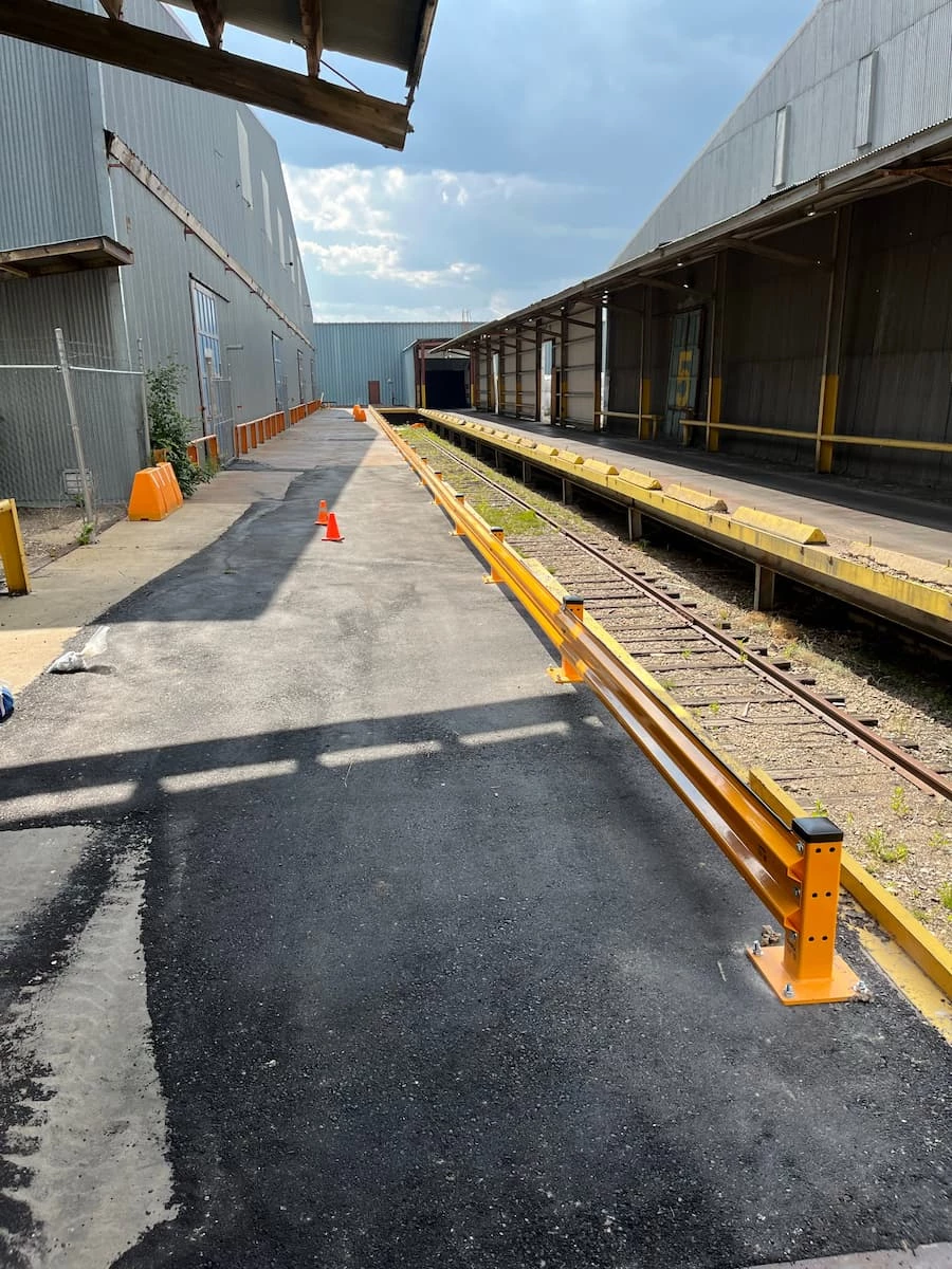 Industrial safety barrier protecting workers in Lethbridge Alberta