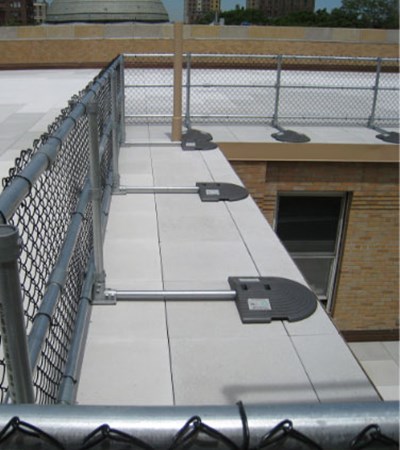 KeeGuard with Chainlink Infill | rooftop fall protection | safety rail | safety guardrail | rooftop railings | collective fall protection